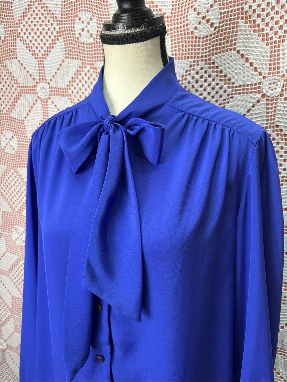 Vintage D’Allaird’s Cobalt Blue  Bow Blouse